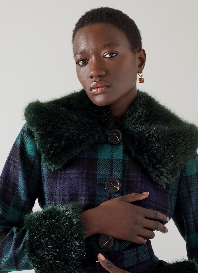 Blue and green plaid coat discount