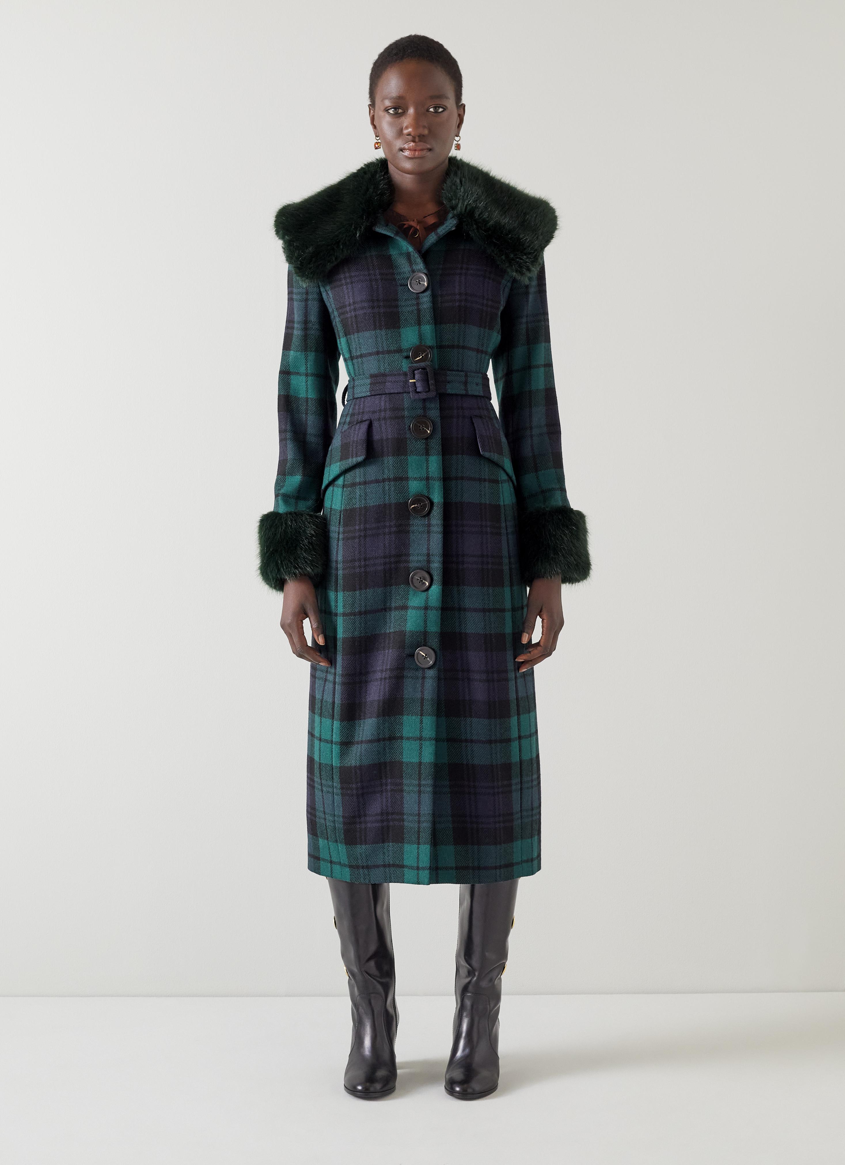 Bryony Blue And Green Tartan British Wool Coat Coats and Boots