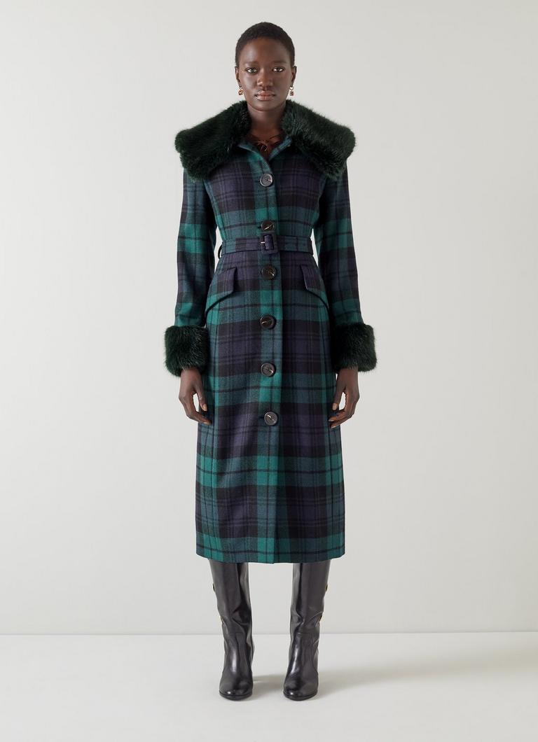 Long tartan coat on sale