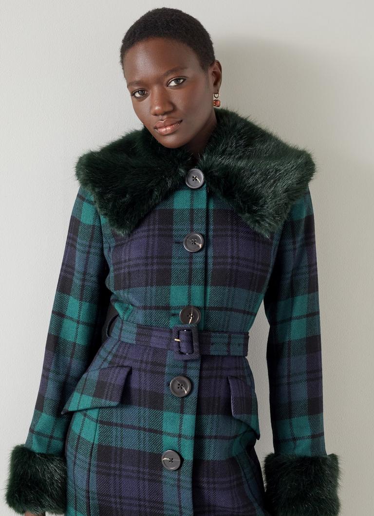 Green checkered coat deals