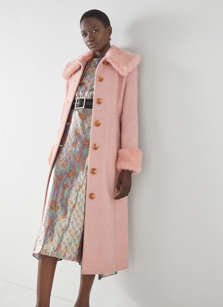 Bryony Pink Italian Recycled Wool Coat, Coats and Boots