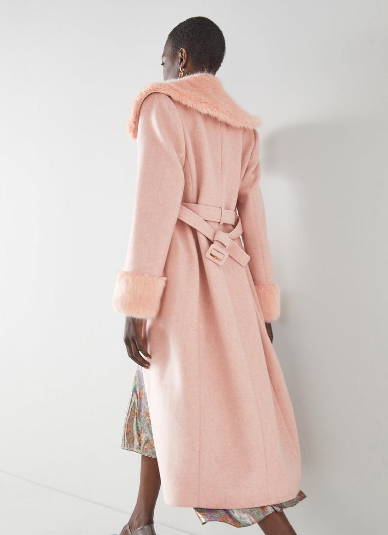 Bryony Pink Italian Recycled Wool Coat Coats and Boots L.K