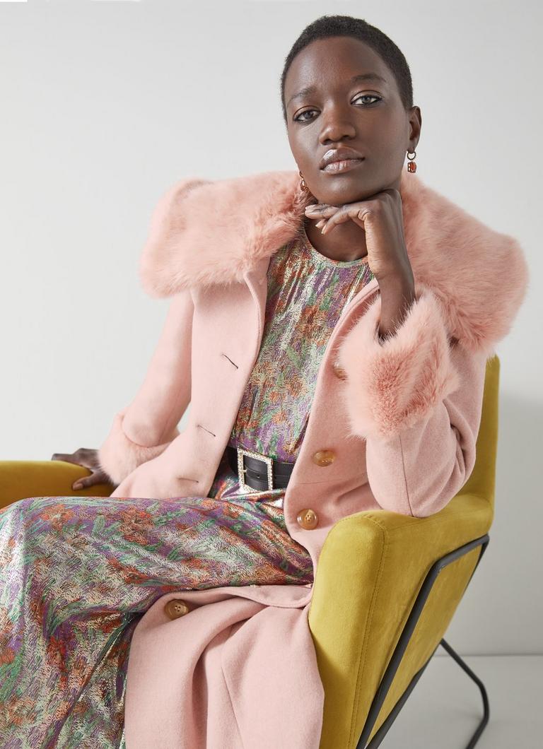 Bryony Pink Italian Recycled Wool Coat Coats and Boots L.K