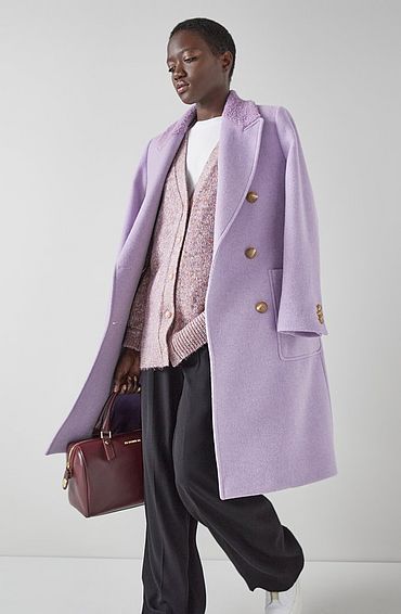 Elodie Lilac Italian Recycled Wool Coat, Lilac
