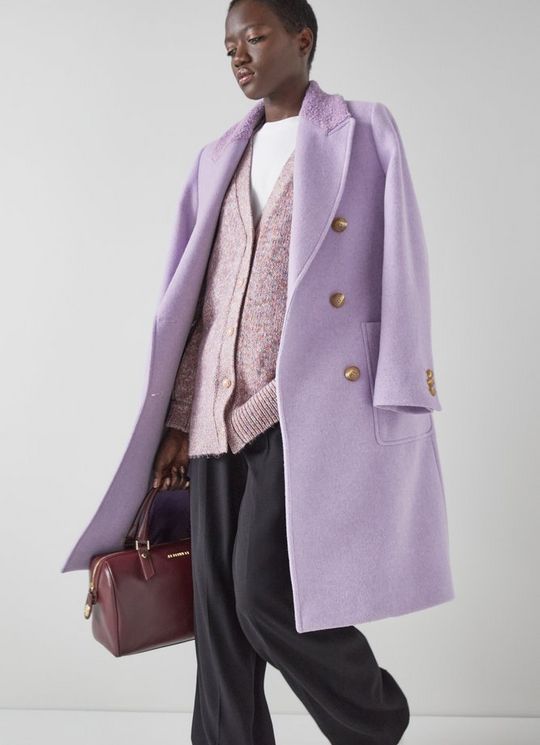L.K.Bennett Elodie Lilac Italian Recycled Wool Coat, Lilac