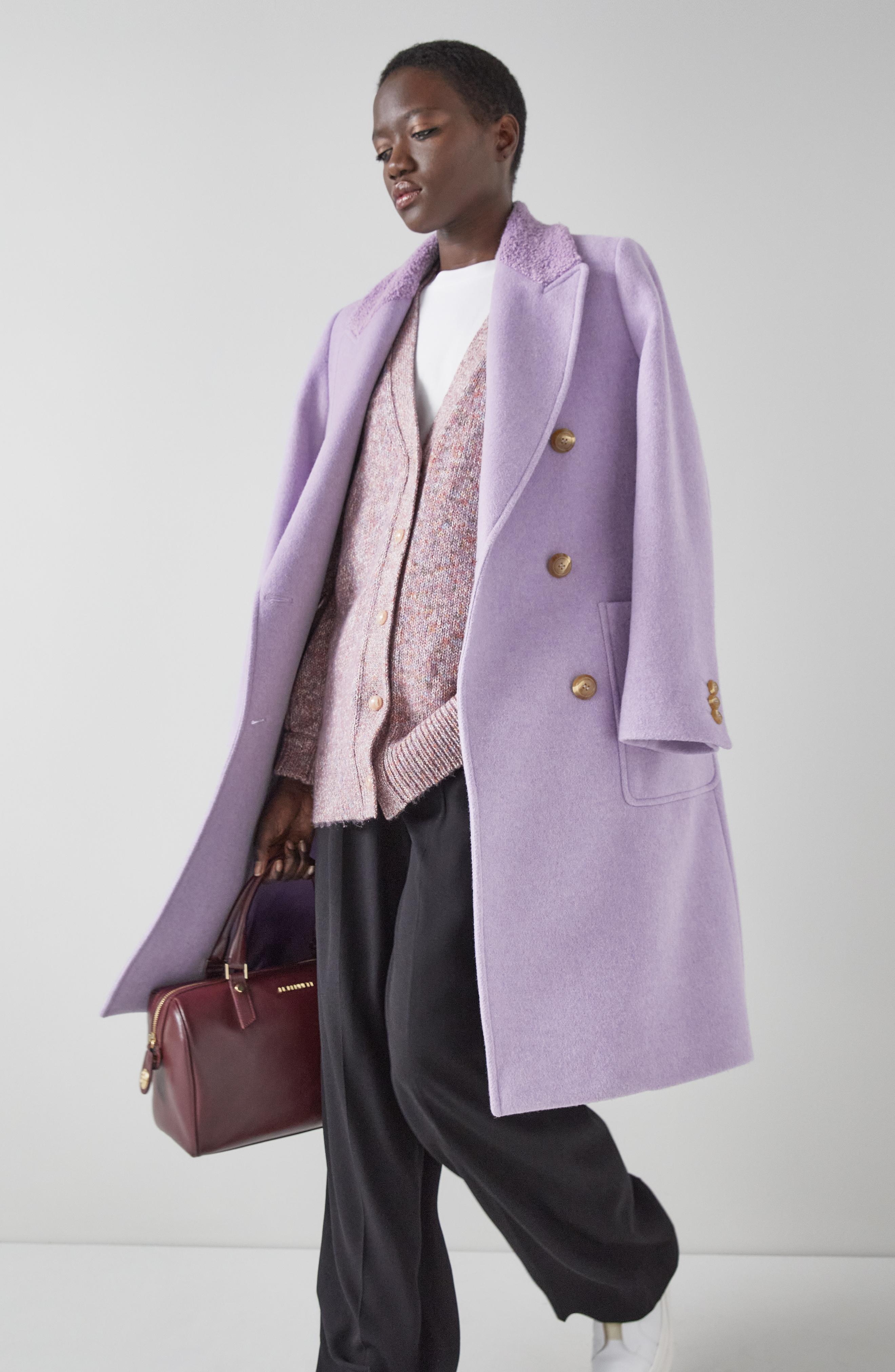 L.K.Bennett Elodie Lilac Italian Recycled Wool Coat, Lilac