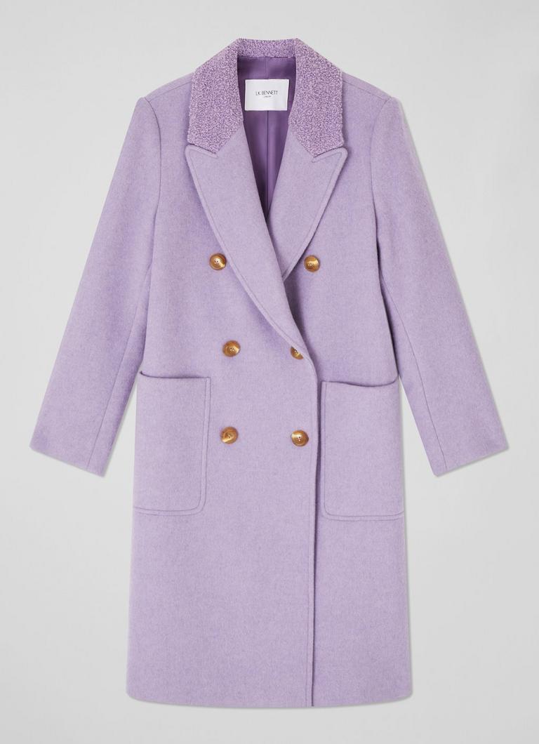 Elodie Lilac Italian Recycled Wool Coat Coats and Boots L.K.Bennett London