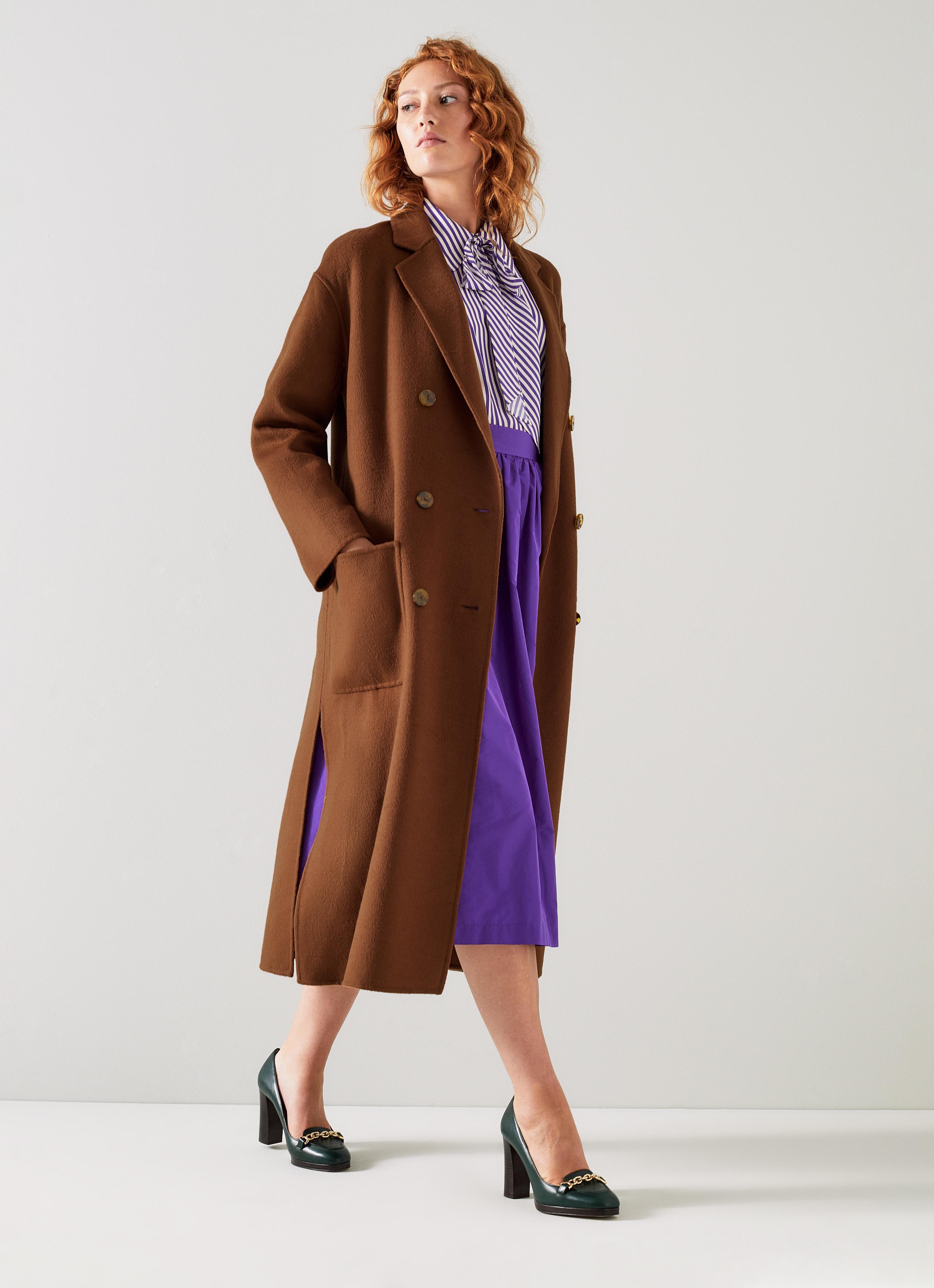 L.K.Bennett Tilda Brown Double Faced Wool Coat Cognac, Cognac