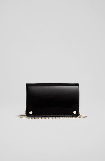Cici Black Patent Leather Clutch Bag, Black