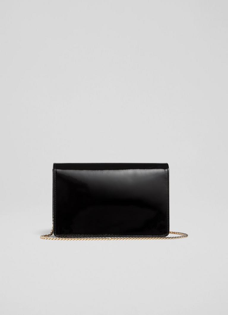 Black patent leather clutch bag hotsell