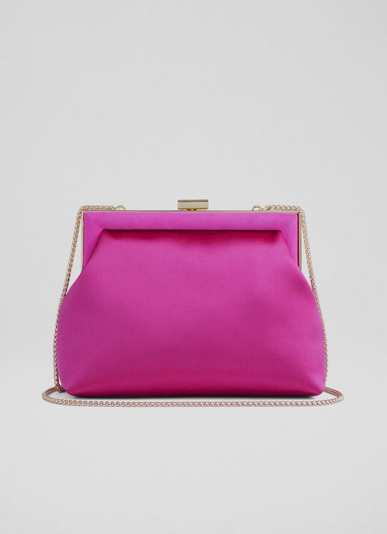 Connie Pink Satin Trapeze Clutch Bag Handbags Collections