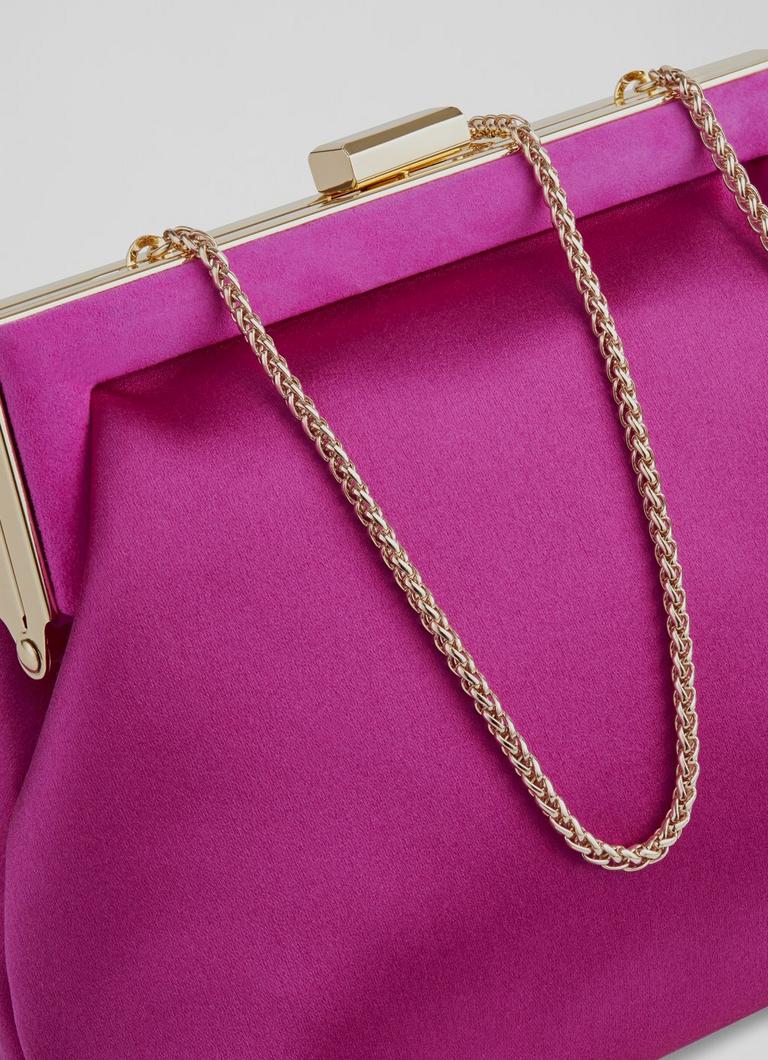 Connie Pink Satin Trapeze Clutch Bag