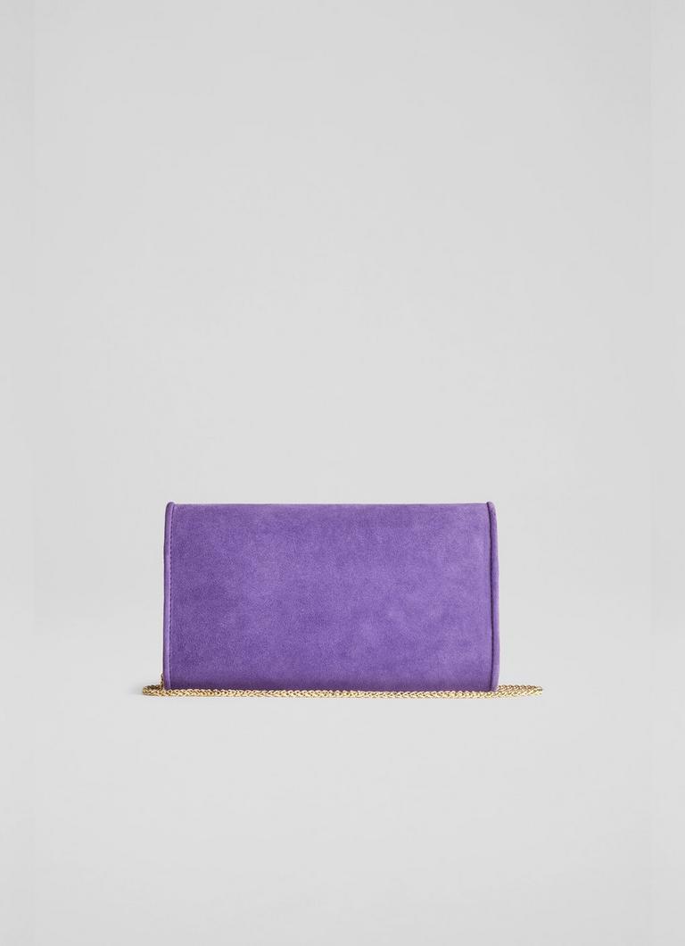 Purple suede best sale clutch bag
