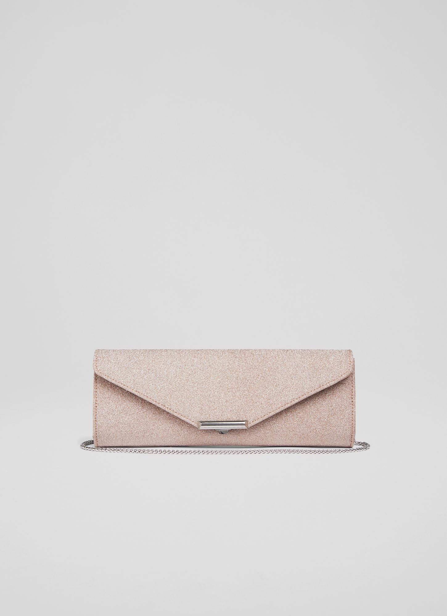 L.K.Bennett Lucille Rose Fine Glitter Clutch Bag, Pink