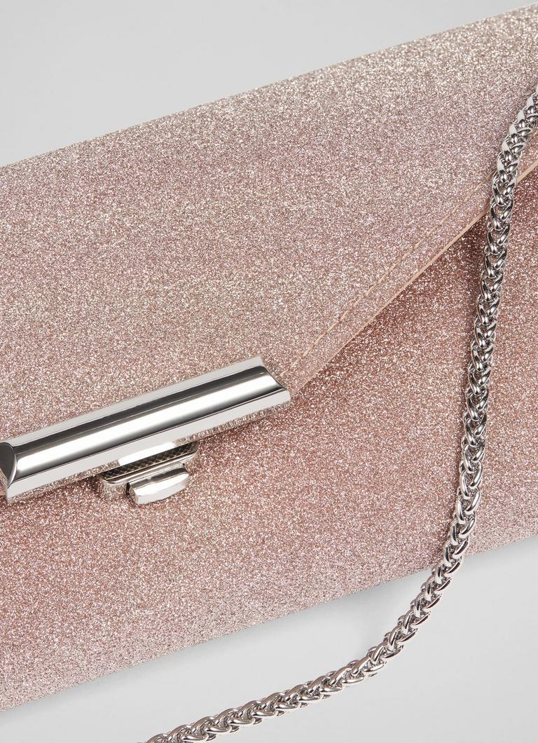 Pink glitter clutch sale