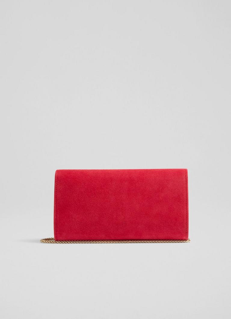 Cerise pink suede clutch bag sale