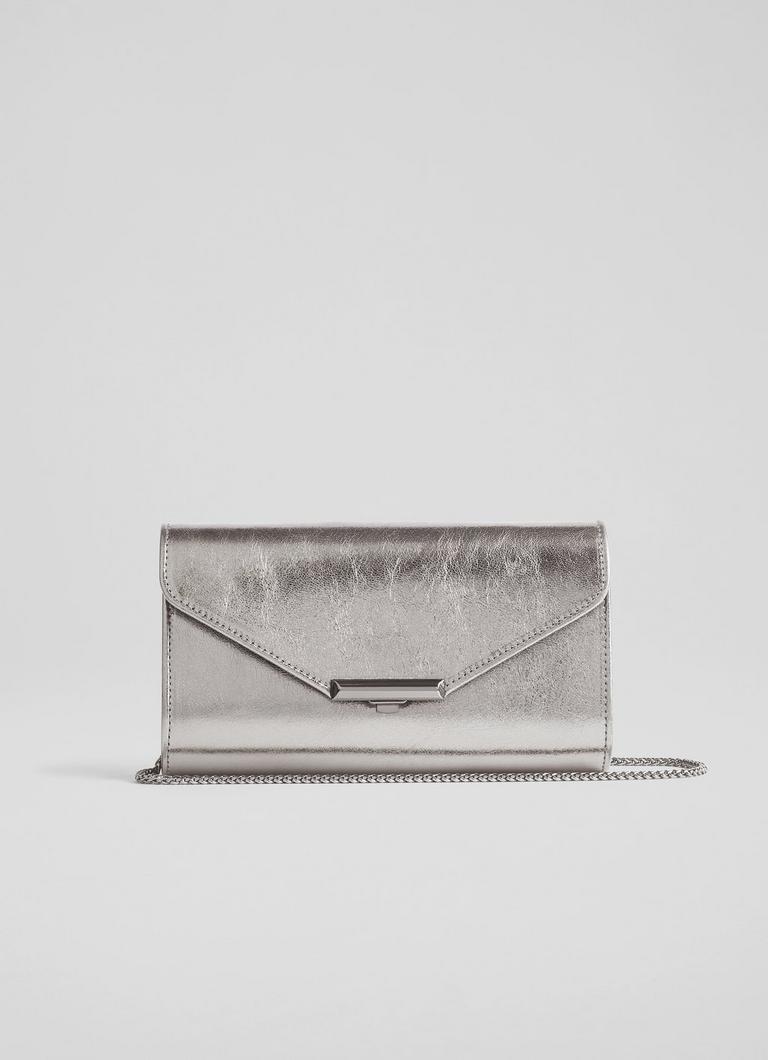 Pewter coloured clutch bag hotsell