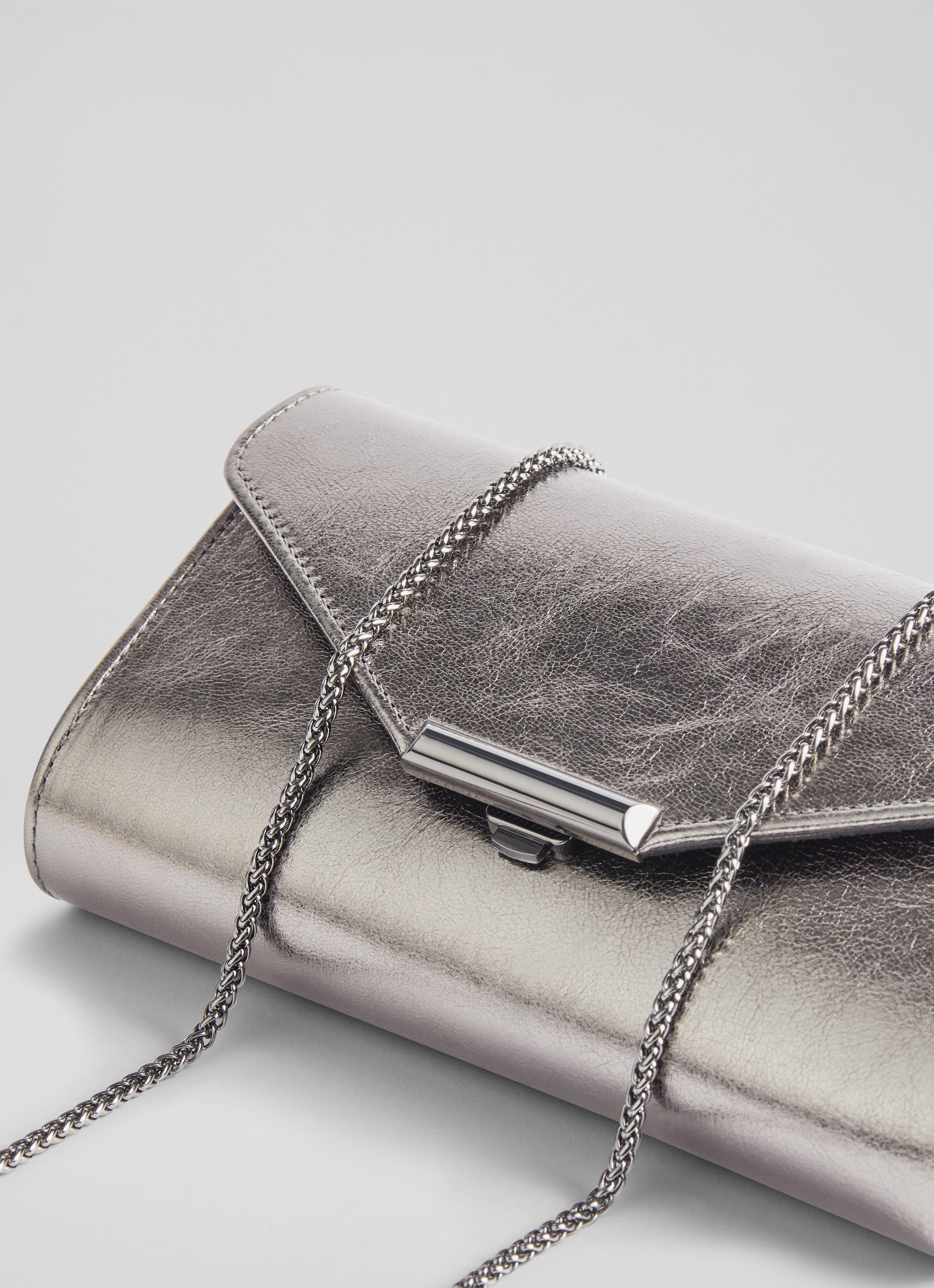 Pewter Evening Bags Clutches Lucy Pewter Metallic Leather Clutch