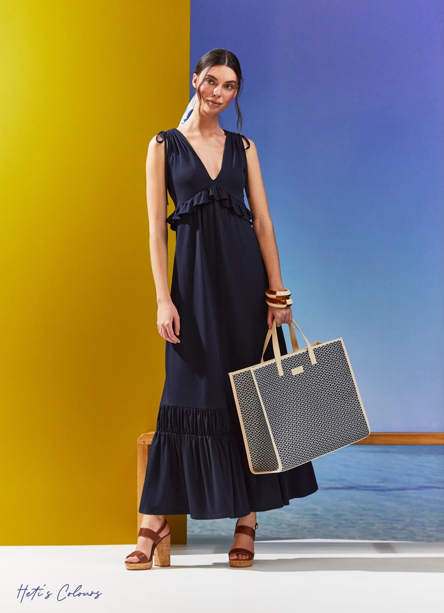 Amelia Navy Cotton-Modal Maxi Dress The Archive Sale