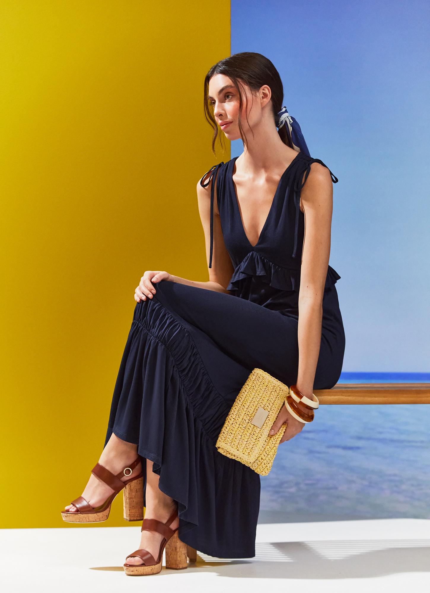 Amelia Navy Cotton-Modal Maxi Dress | The Archive Sale | L.K.Bennett, London