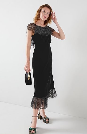 Anouk Black Velvet And Lace Dress, Black product