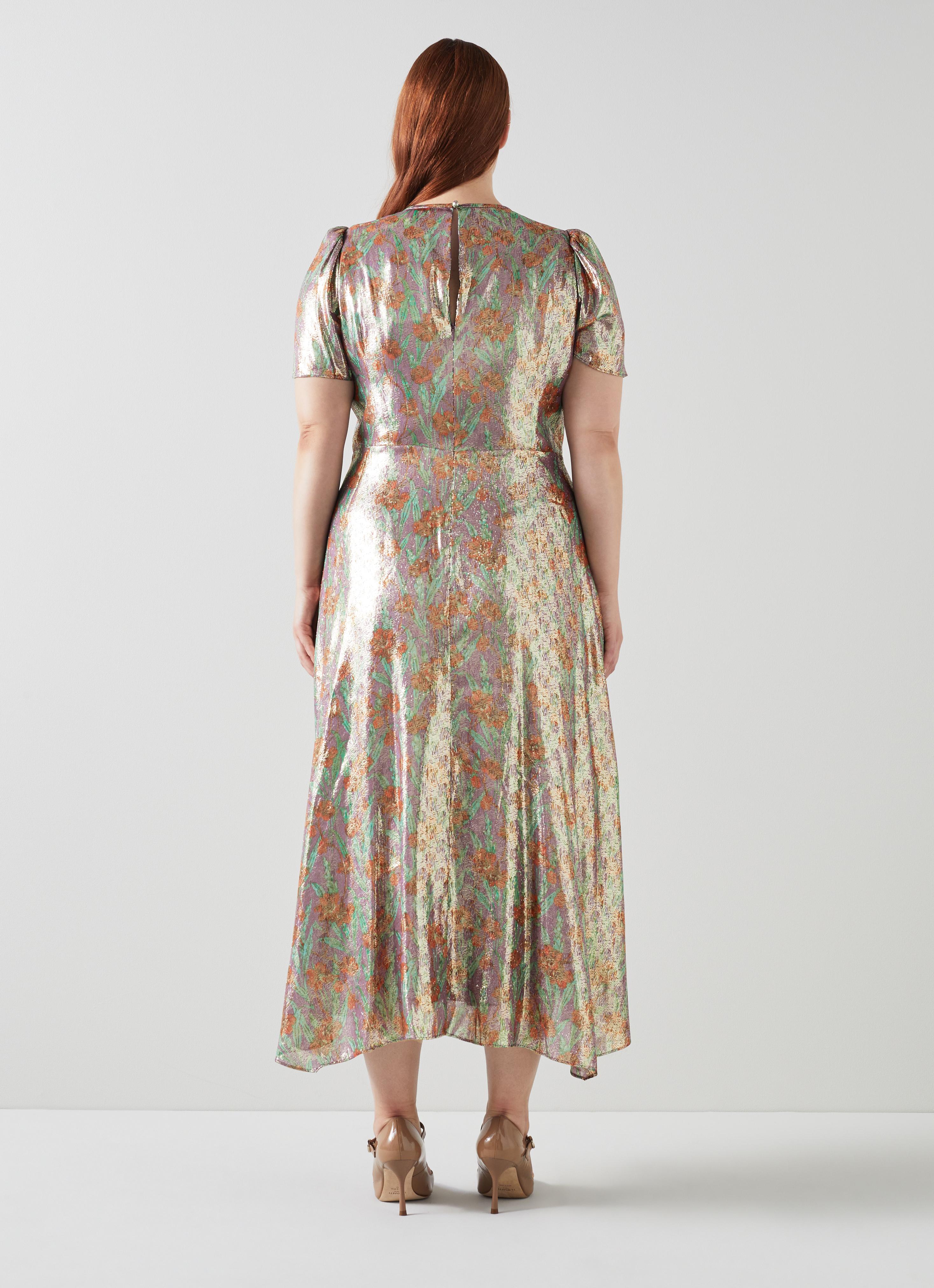Boyd Floral Print Metallic Silk Midi Dress | Printed Dresses | L.K.Bennett,  London