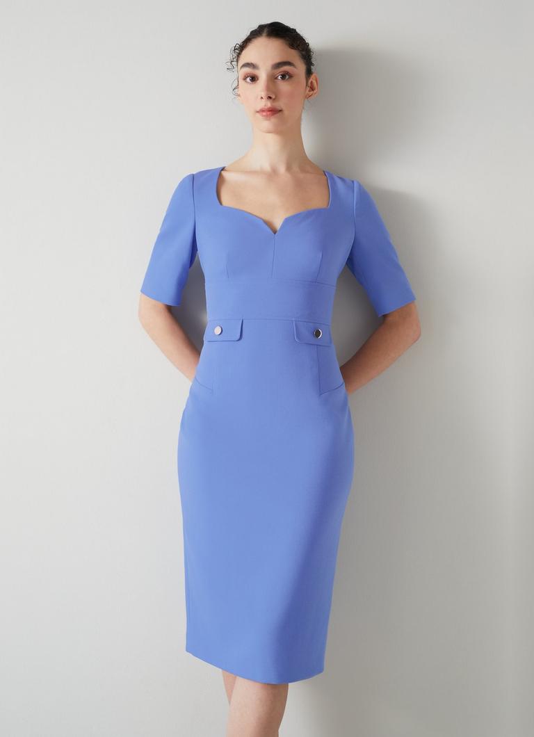 Diana Blue Crepe Shift Dress Workwear Collections L.K