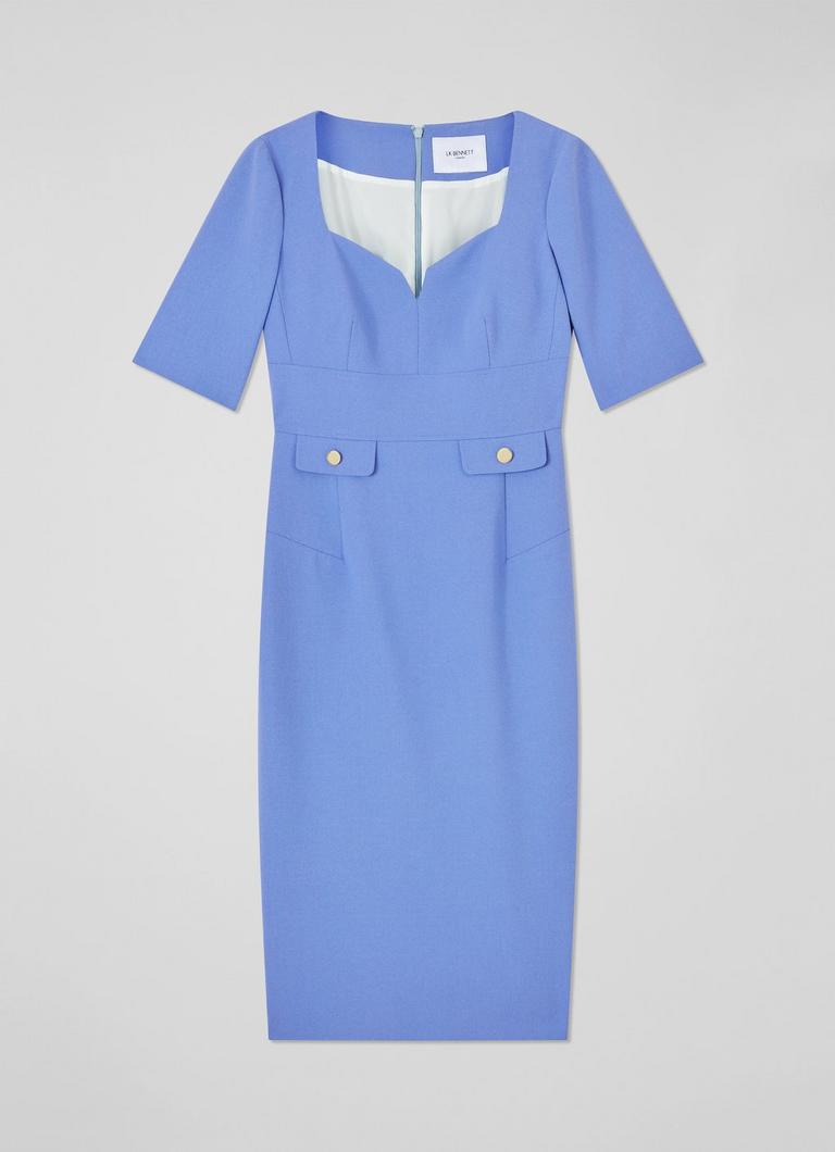 Diana Blue Crepe Shift Dress Workwear Collections L.K