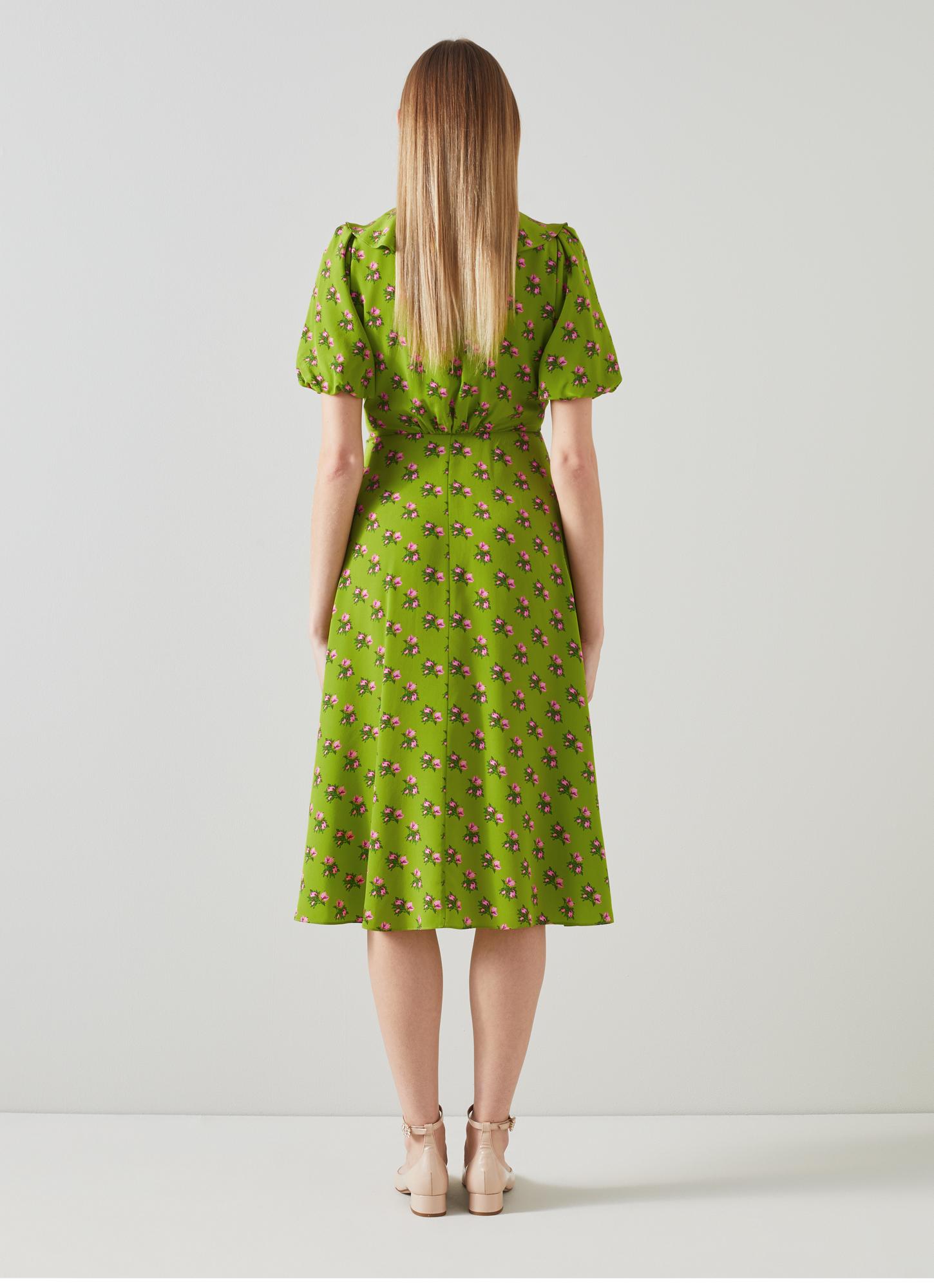 strapless open back dress KALIKO PINK & GREEN FLORAL PRINT SILK DRESS SIZE 18  Whispers Dress Agency