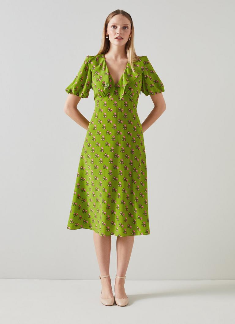 Lk bennett 2025 green silk dress
