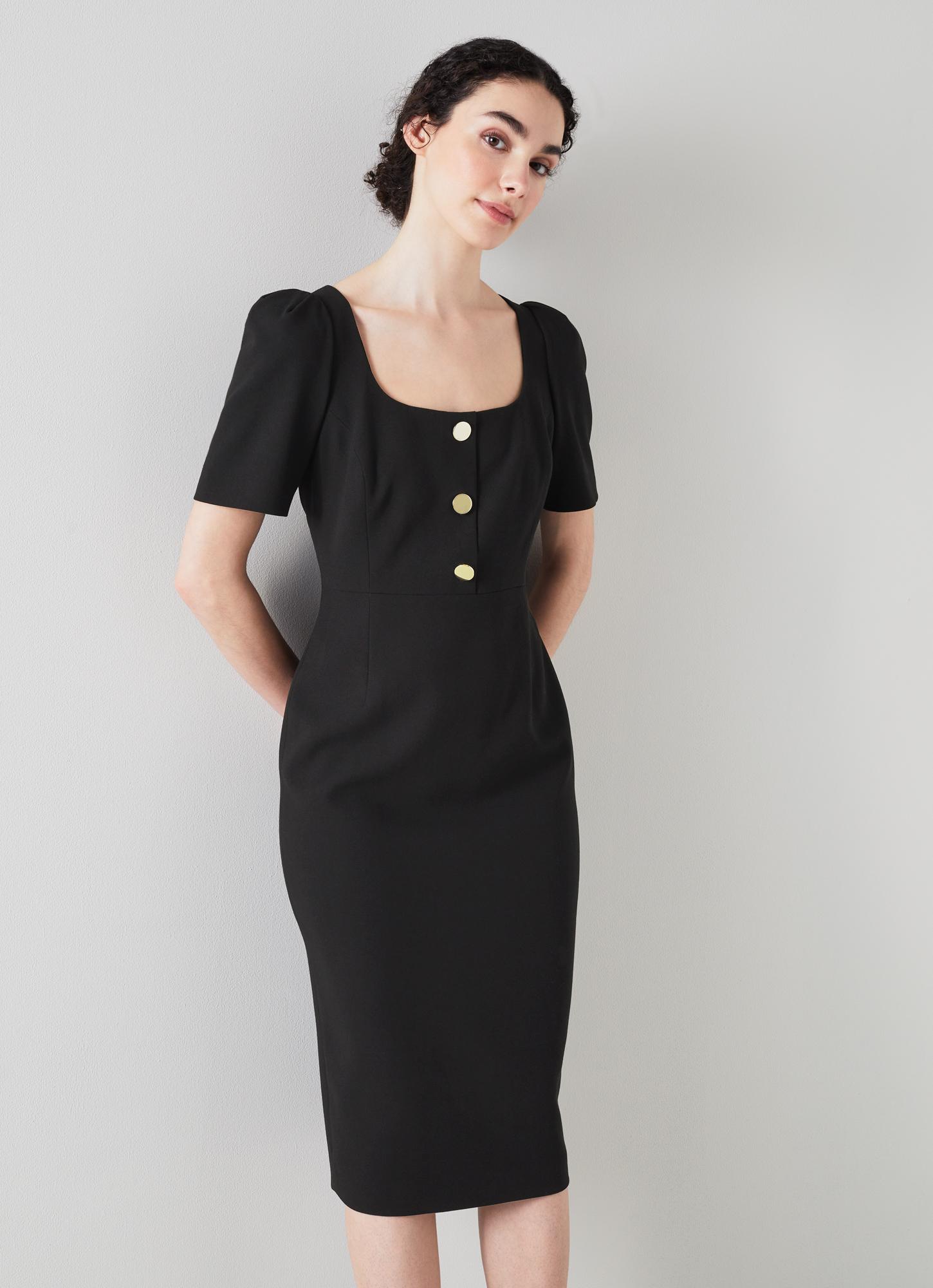 L.K.Bennett Folly Black Crepe Shift Dress, Black