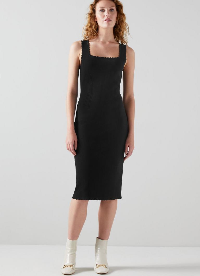 Black dress scalloped sales neck