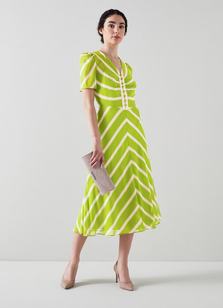 Lime green top and pink dress