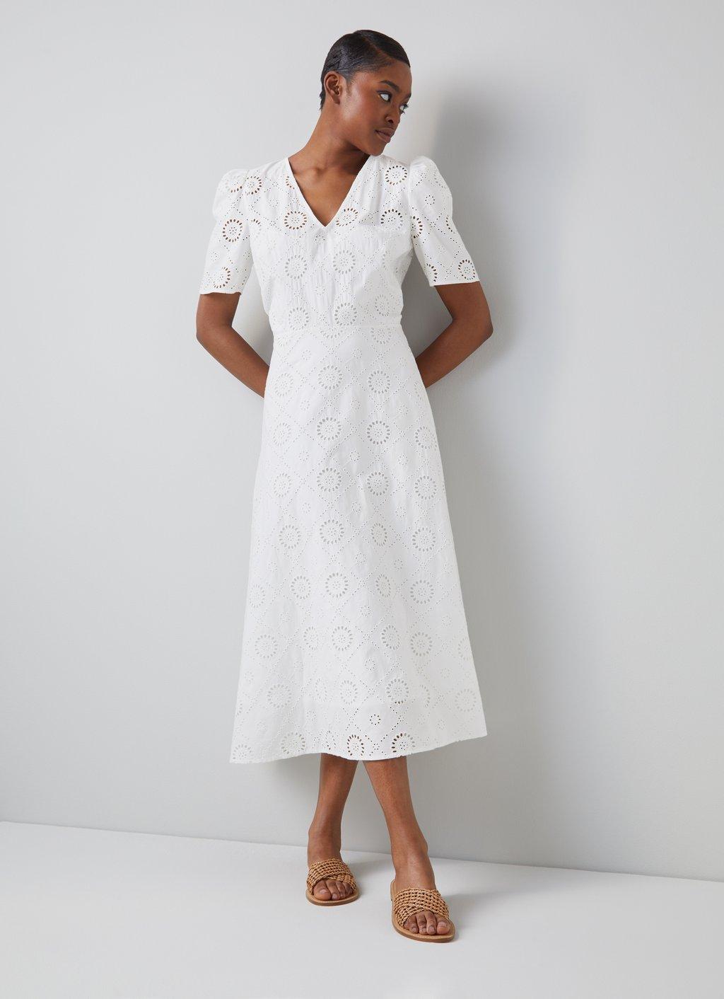 Jane White Cotton Broderie Anglaise Dress | Clothing | Collections |  L.K.Bennett, London