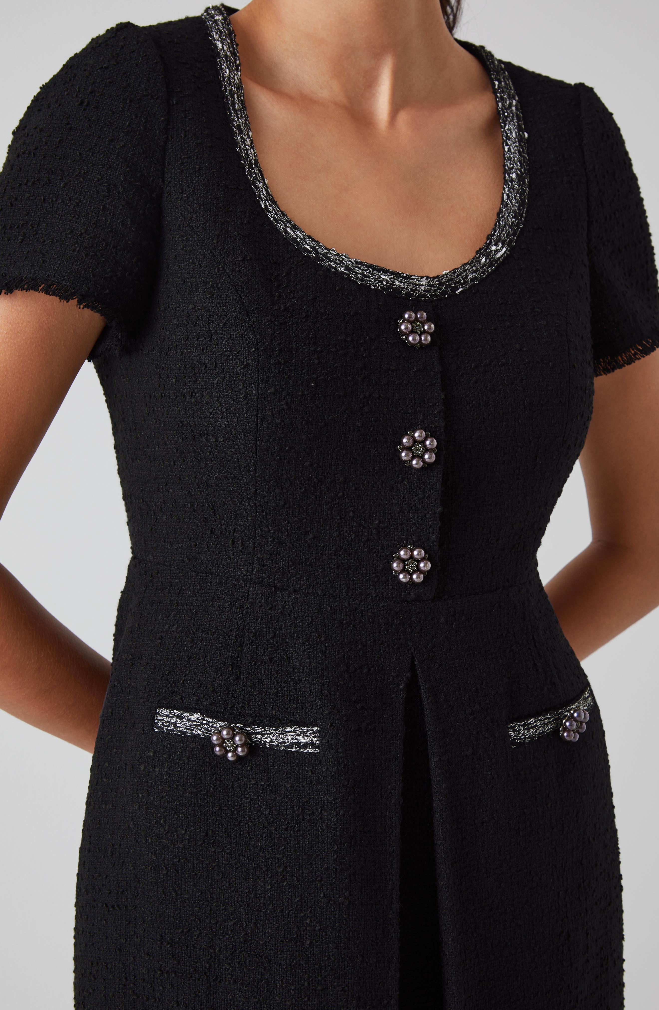 Lara Black Italian Recycled Cotton Tweed Dress | blackfriday