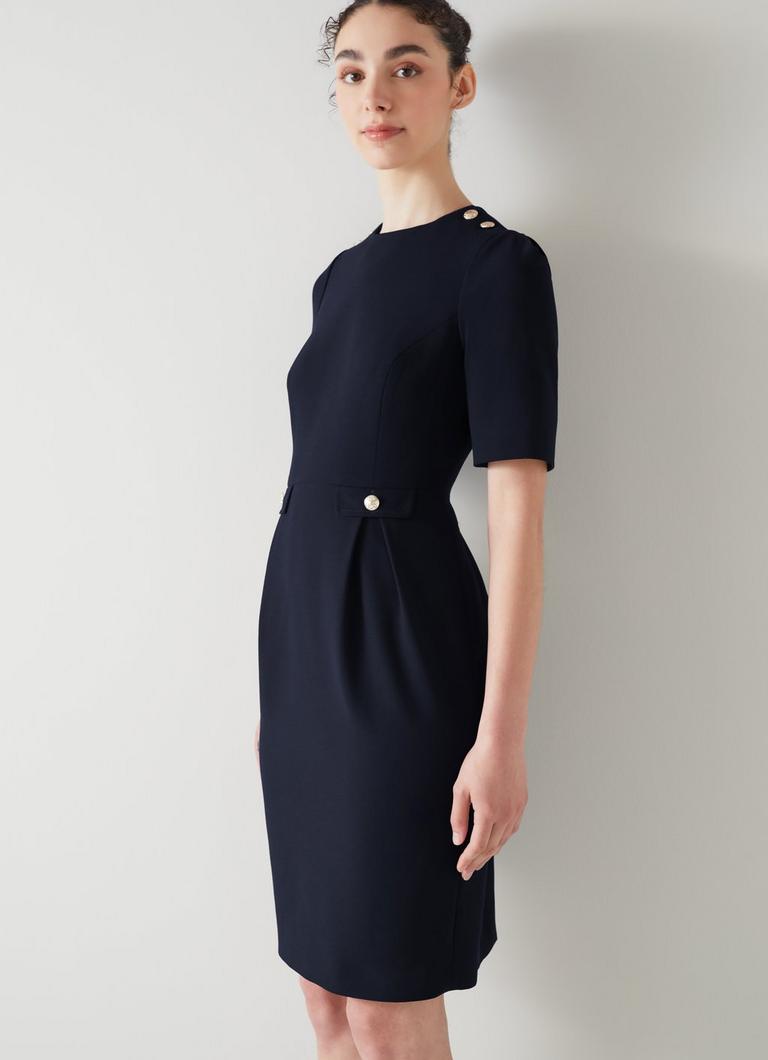 Marjorie Navy Crepe Shift Dress Clothing Collections L.K.Bennett London