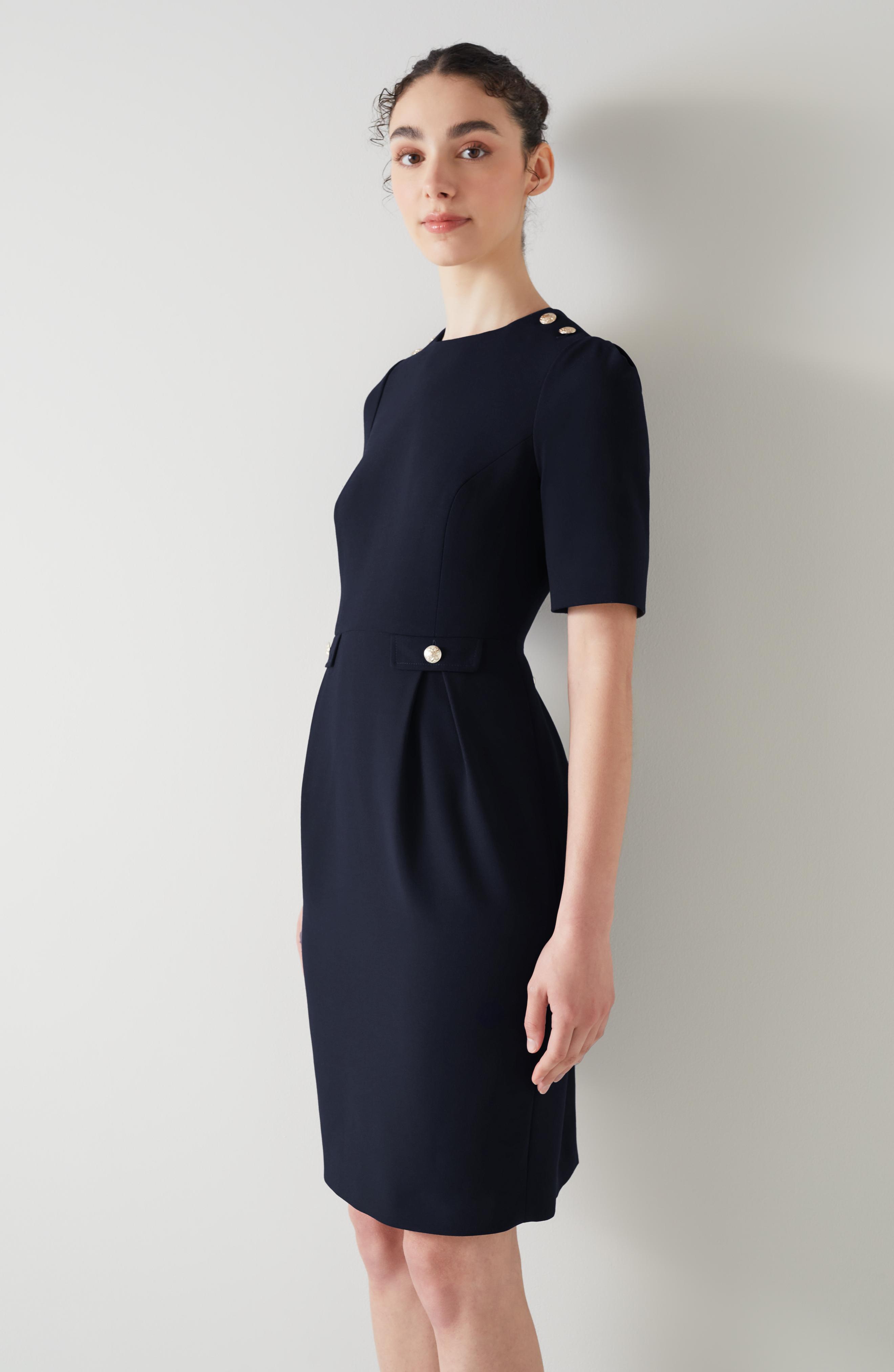 L.K.Bennett Marjorie Navy Crepe Shift Dress Midnight, Midnight