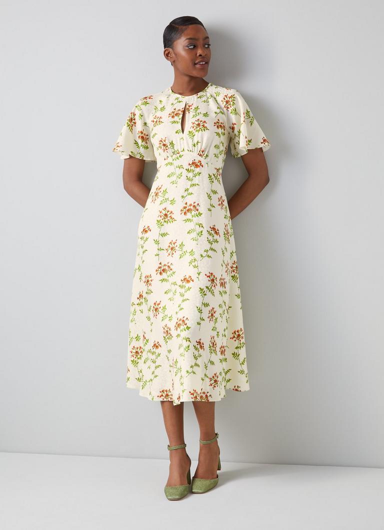 Pascal Cream Valerian Floral Print Silk Dress The Archive Sale L.K.Bennett London