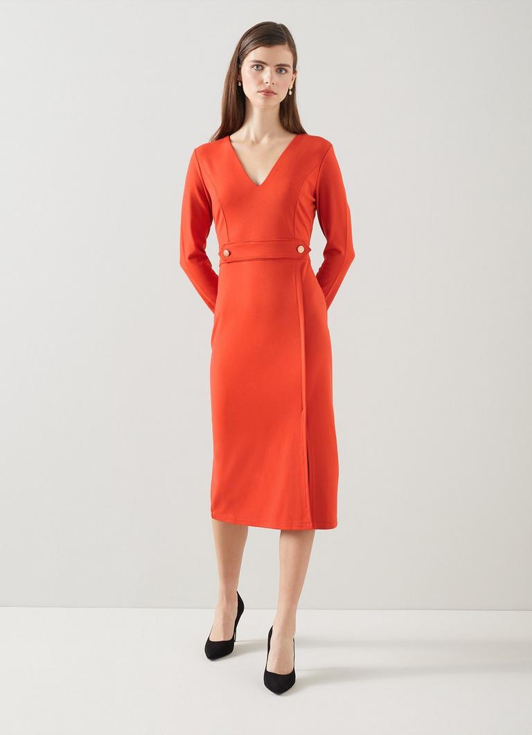 Sarah Orange Lenzing Ecovero Viscose Blend Dress