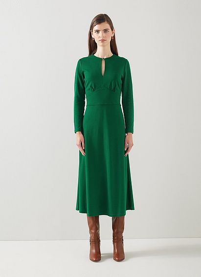 Sera Green LENZING ECOVERO Viscose Blend Dress Dark Green, Dark Green