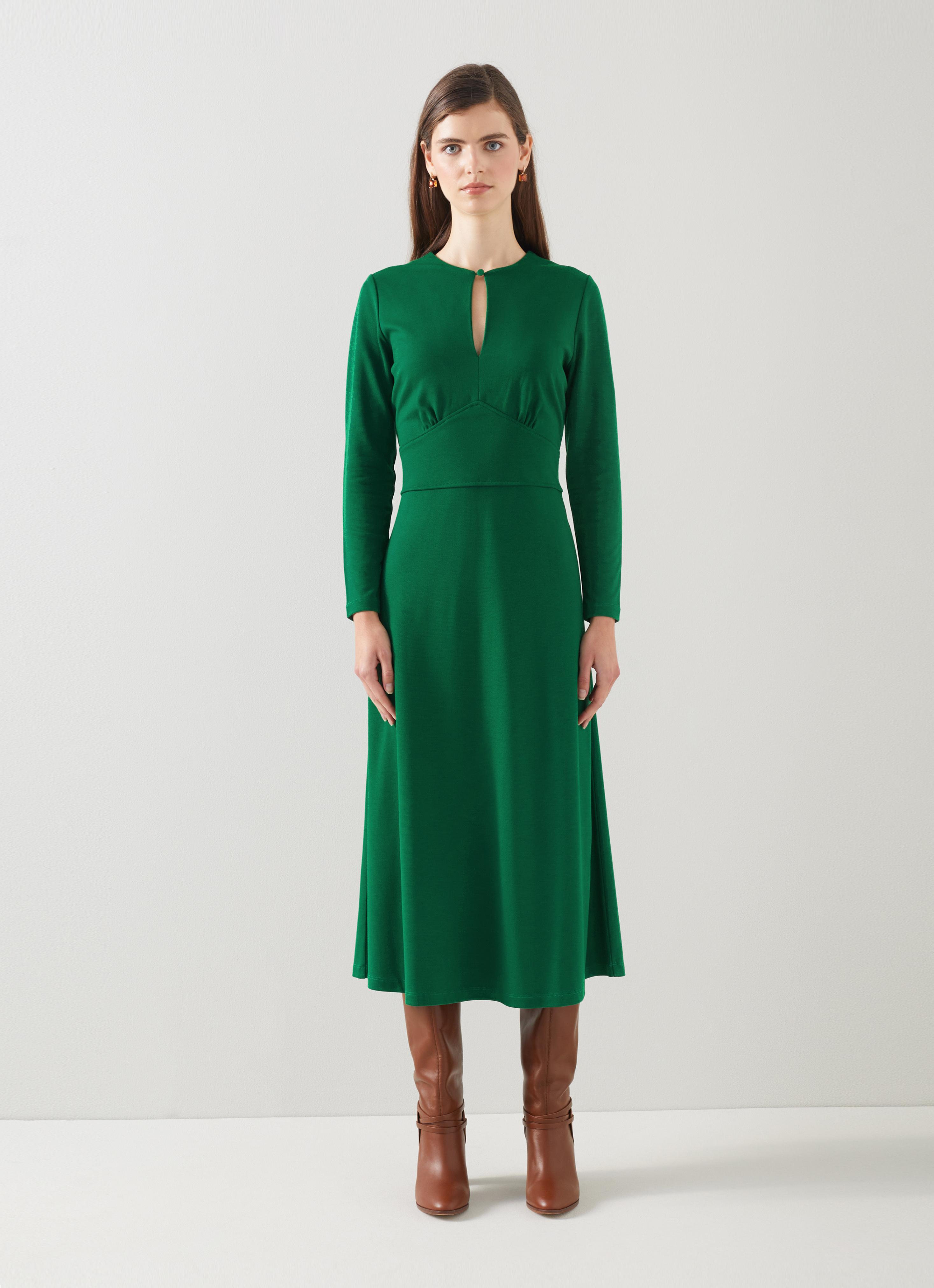 L.K.Bennett Sera Green Dress with LENZING ECOVERO viscose, Dark Green