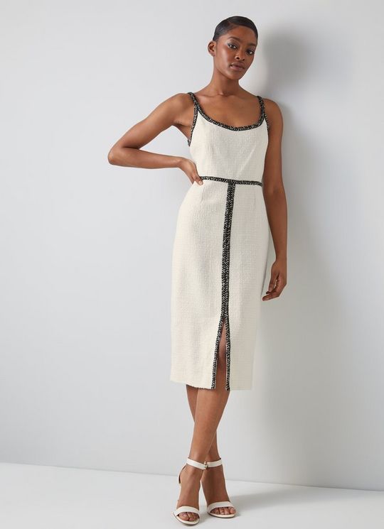 L.K.Bennett Tara Ivory Recycled Cotton Tweed Dress, Cream