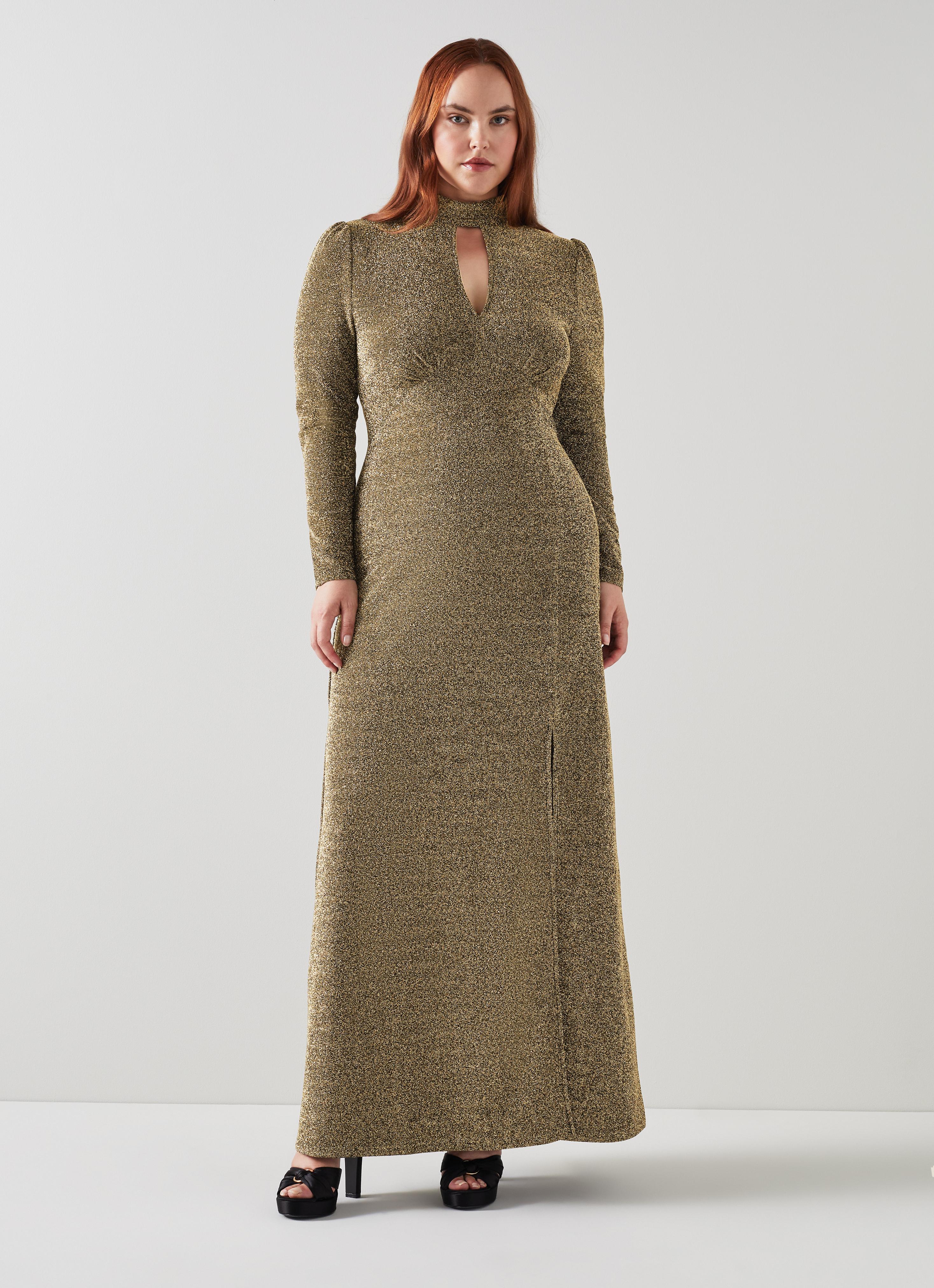 Wilma Gold Metallic Slit-Front Maxi Dress | blackfriday | L.K.Bennett,  London