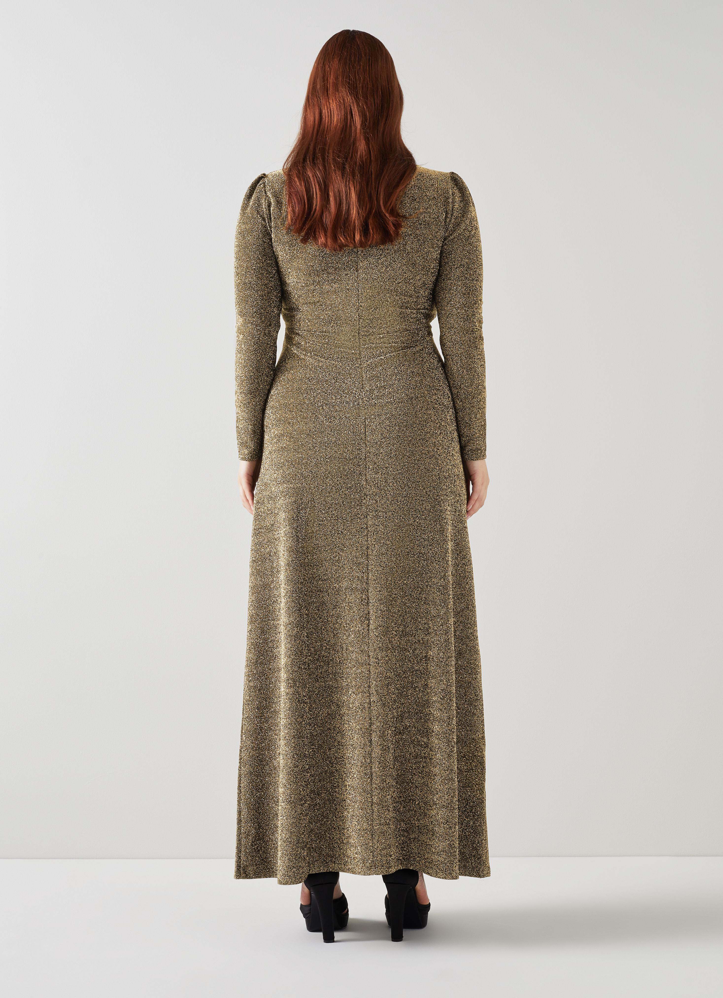 Wilma Gold Metallic Slit-Front Maxi Dress | blackfriday | L.K.Bennett,  London