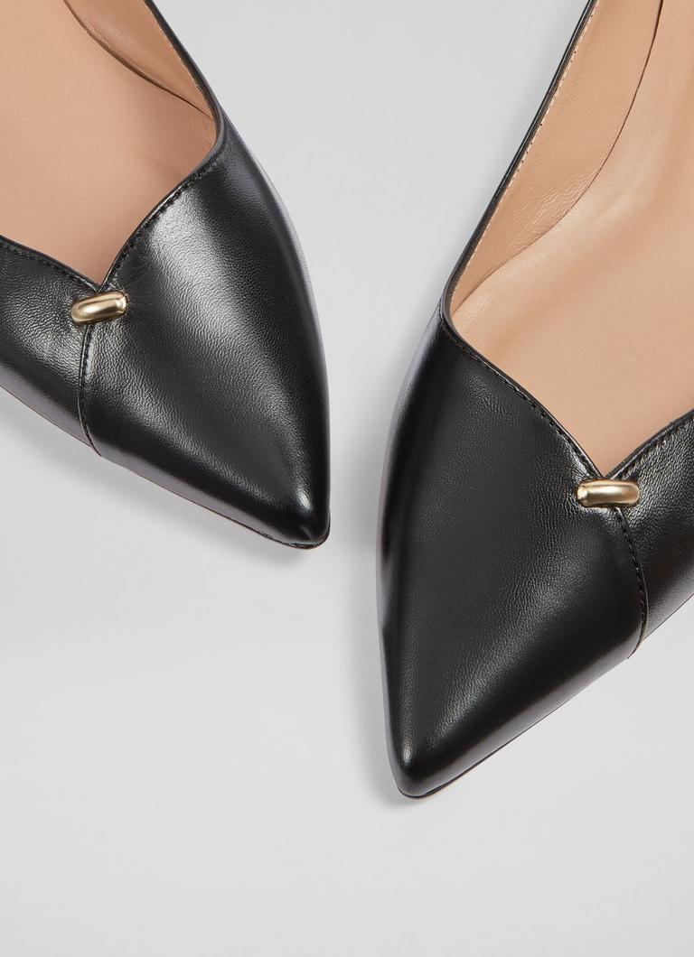 Cally Black Leather Flats Shoes Collections L.K.Bennett London