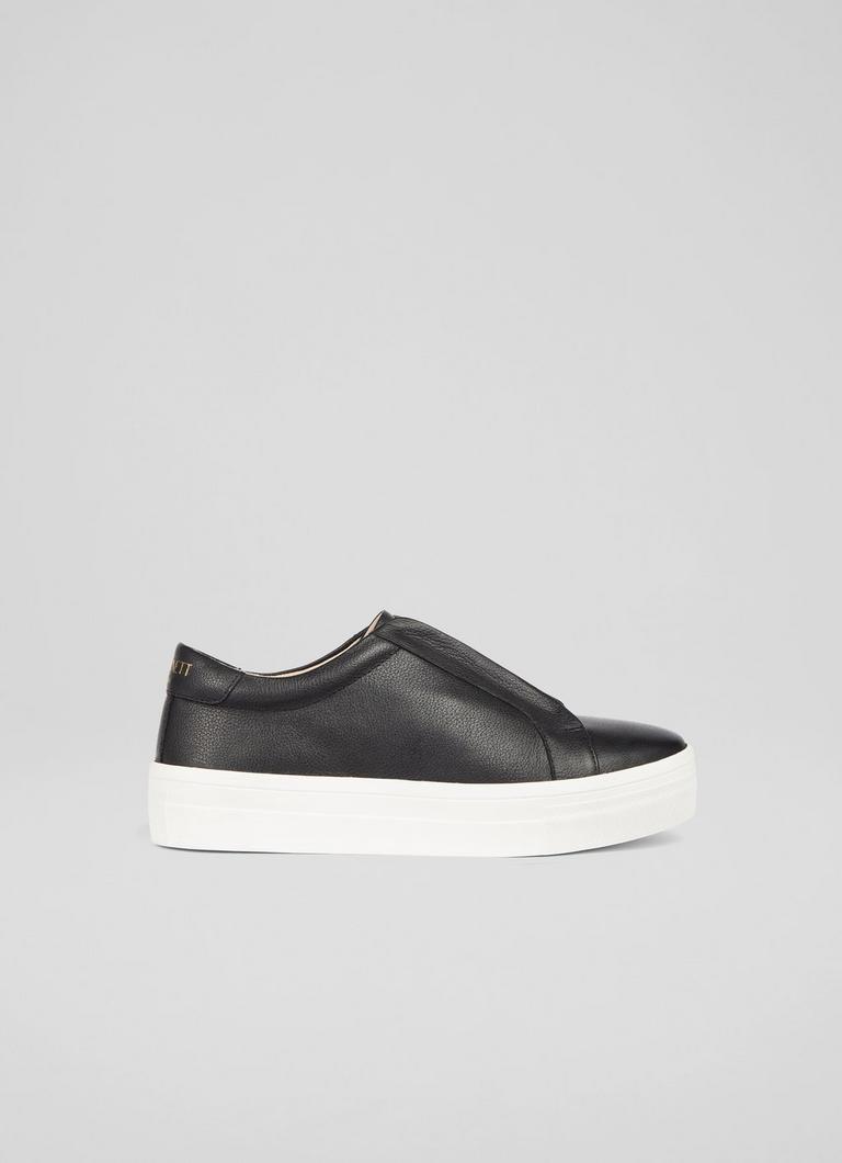 Joy Black Leather Pull On Trainers Shoes Sale Collections