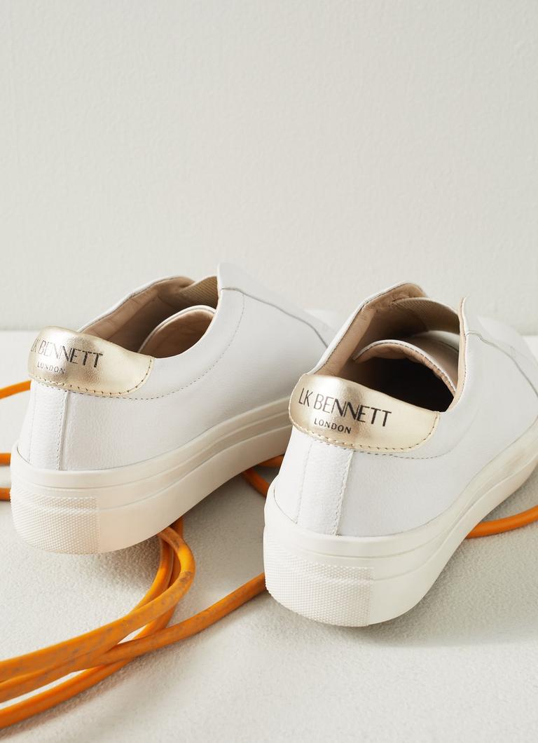 Joy White Leather Pull-On Trainers Shoes Sale Collections