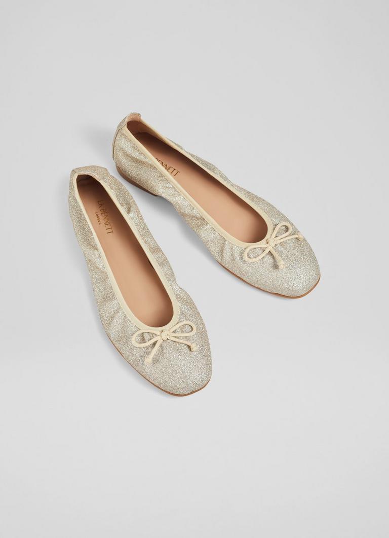 Trilly Gold Glitter Ballet Pumps Casual Wear L.K.Bennett London