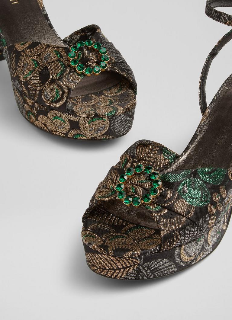 Brittany Metallic Fruit Brocade Platform Sandals Occasion Shoes