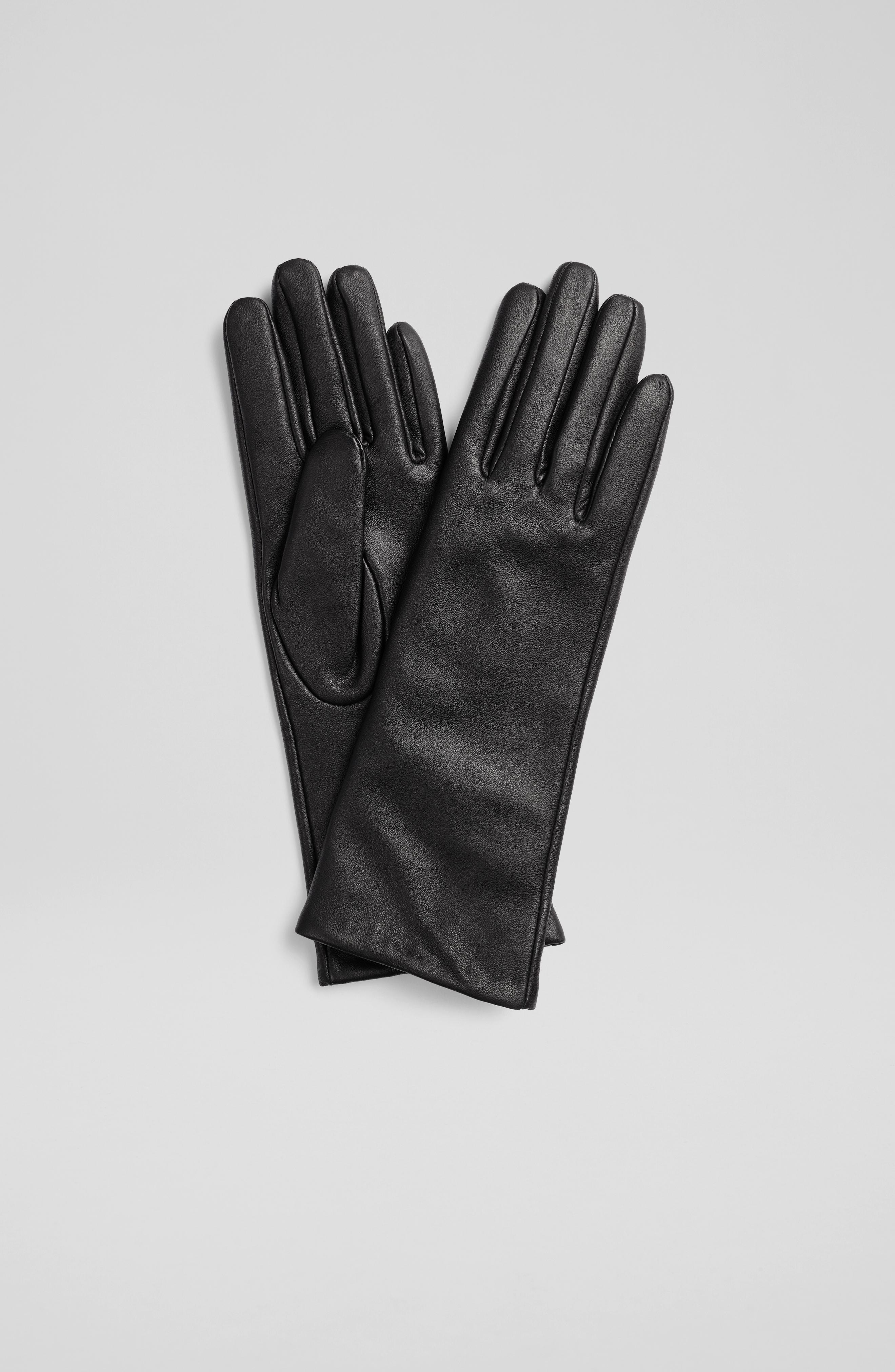 L.K.Bennett Kimberley Black Leather Long Gloves, Black